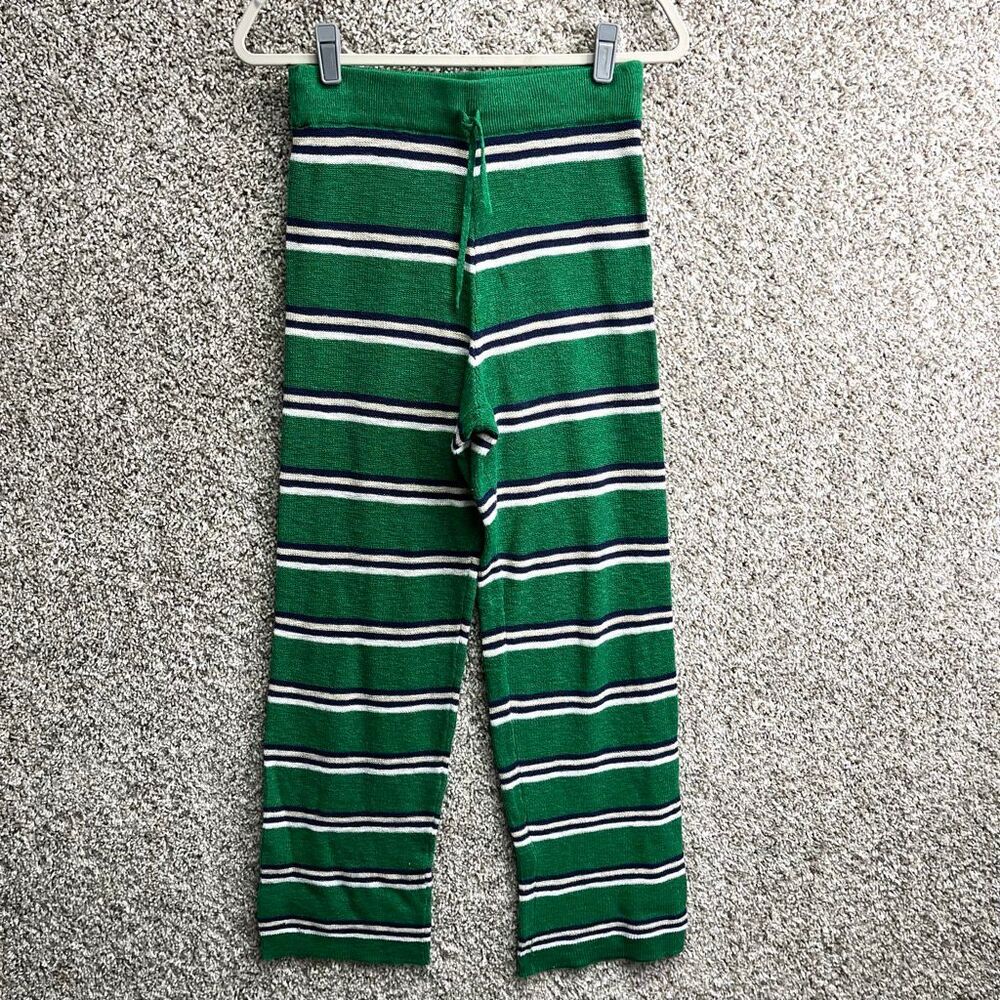FP Beach by Free People Pants Women’s Small Mariner Green and White Striped Knit